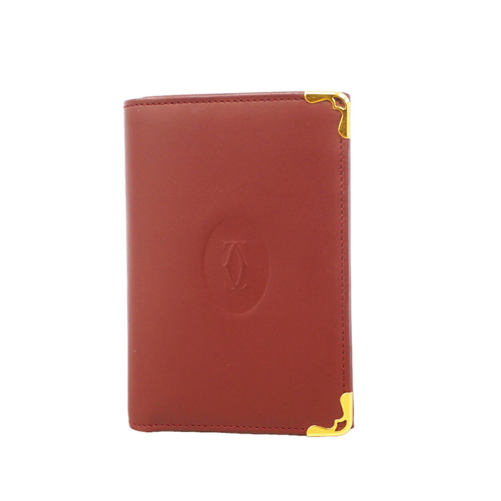 Cartier Tri-fold Wallet Must Leather Bordeaux Women's P3493238